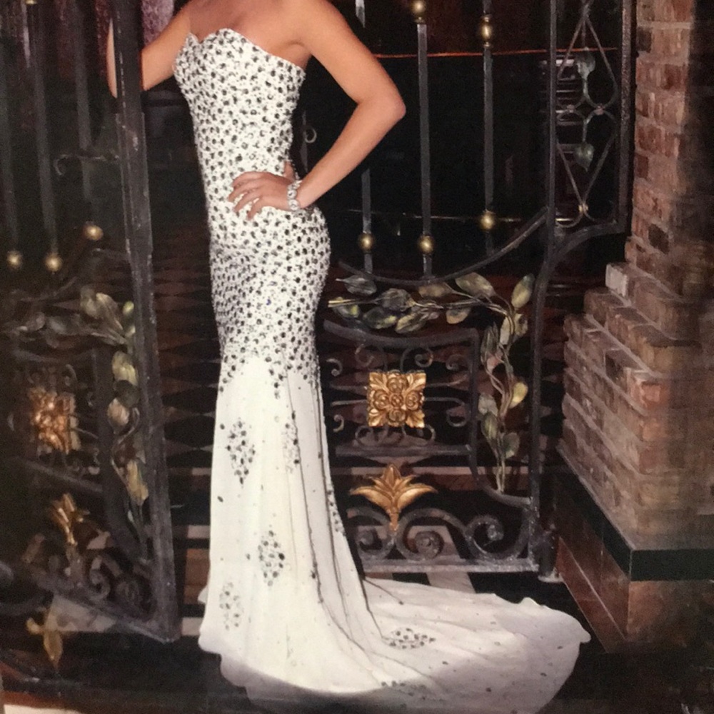 Full beaded diamond prom dress